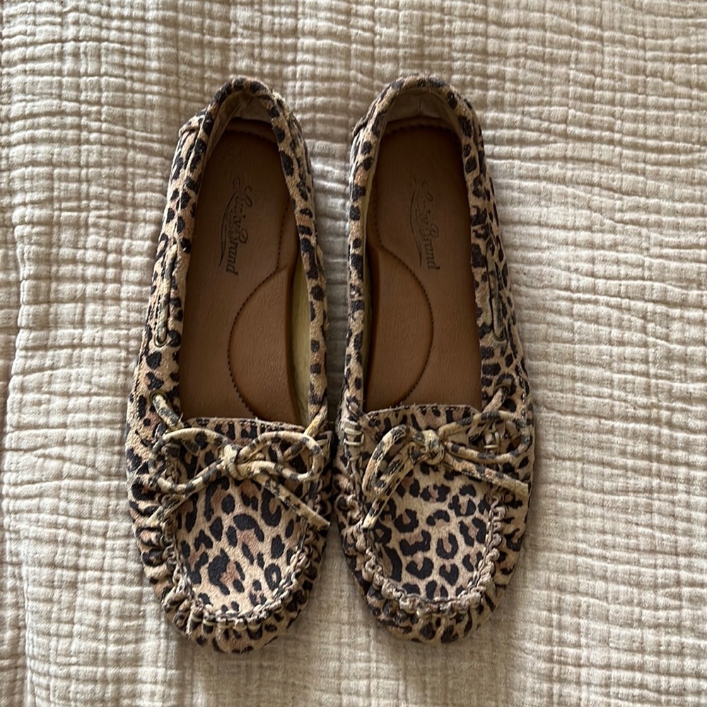 Lucky Brand Leopard Leather Loafers Flats